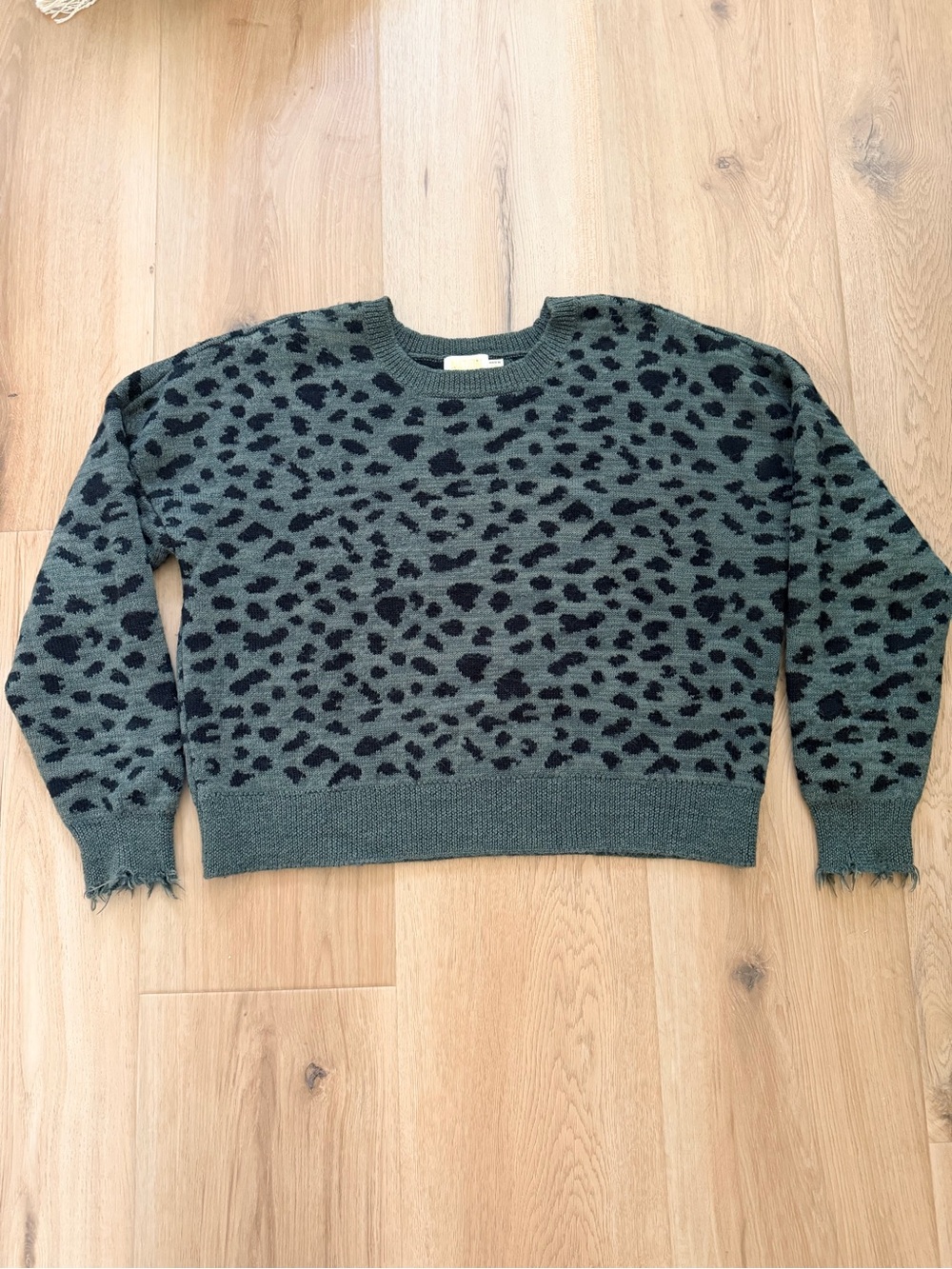 Nation LTD Olive and Black Leopard Knit Sweater